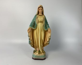 12" Tall  Our Lady of Grace Vintage chalkware Statue