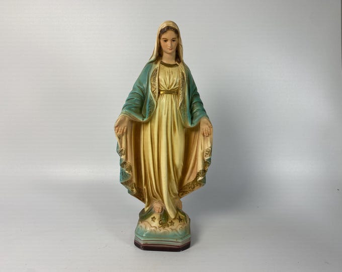 12" Tall  Our Lady of Grace Vintage chalkware Statue