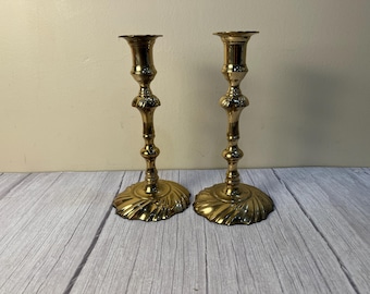 Pair of solid brass taper candlestick holders made in India