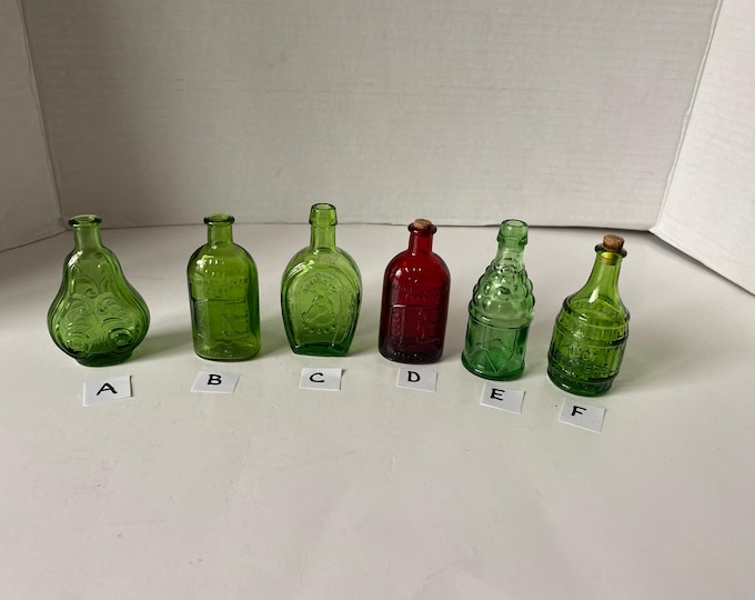 Choice of Wheaton 3" Bottles (A, B, C, D, F) or Green Drum & Cannonballs Bottle (E) Made in Taiwan