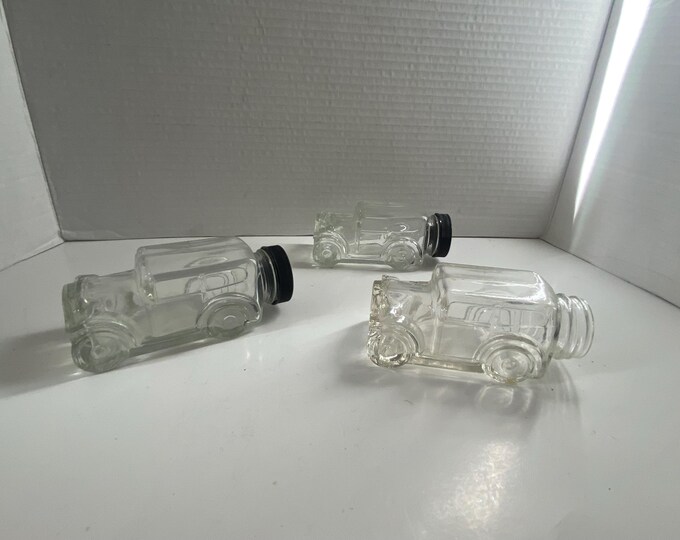 Set of 3 Vintage Car Glass Candy Containers