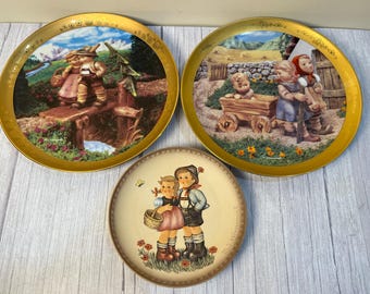 Vintage set of 3 Hummel decor plates