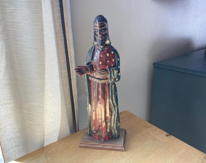 15" Hand Carved Wooden Spanish Colonial Santos Religious Figure Folk Art