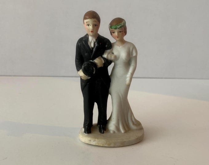 1940s Art Deco Bisque Wedding Cake Topper
