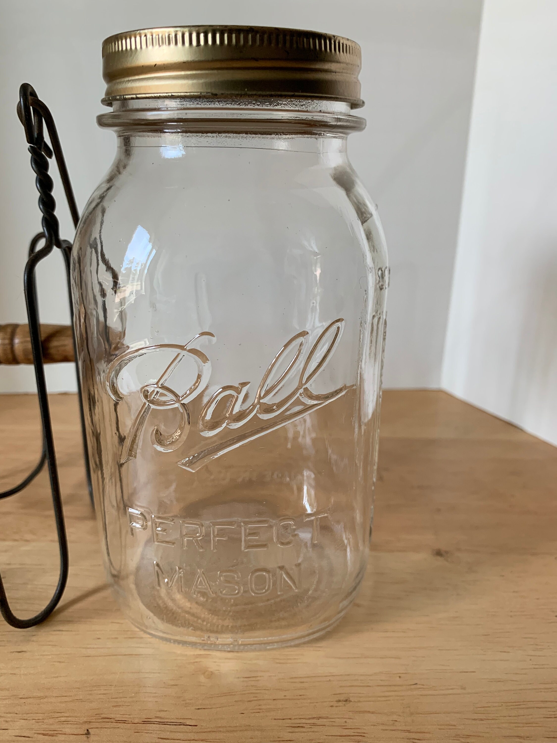 Vintage Ball clear canning jar with carrier