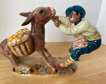 Amusing Beswick Hand Painted Figurine of 'Spaniard Pulling Donkey', Model 1223  England design by Jan Granoska