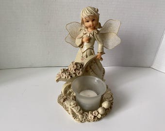 Garden Fairy Pixie Tea light Candle Holder Resin Figurine