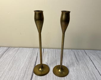 Pair of brass taper candlestick holders made in India