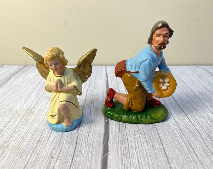 Vintage West Germany 2 pieces papier mache Nativity figurines