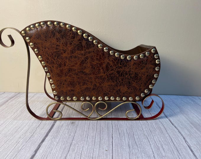 Tabletop Wood/metal/faux leather sleigh