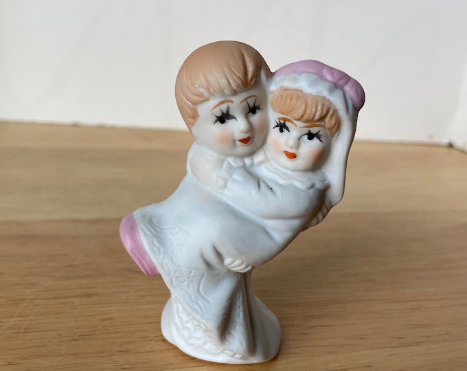 Vintage Bisque Bride and Groom Cake Topper Ceramic Figurine