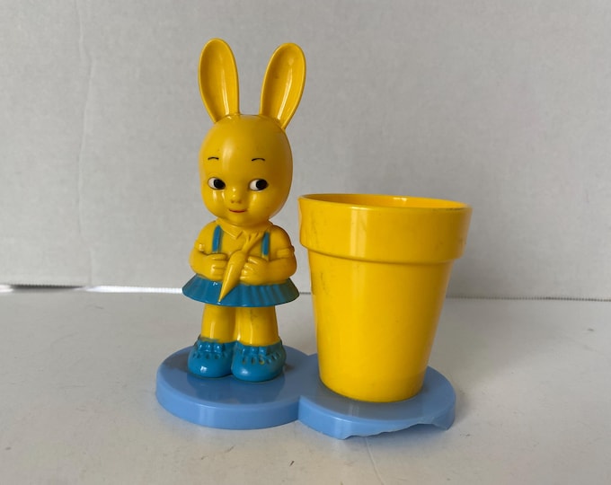 1950s VERY Rare Knickerbocker Sister Rabbit Rattle  Bunny with Planter Figurine