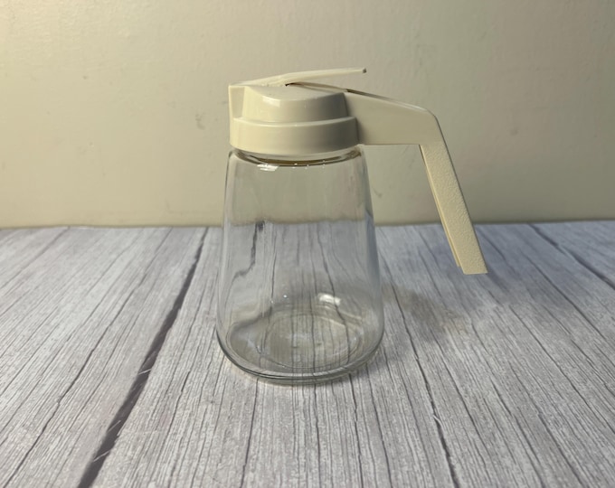 Vintage Gemco glass base cream plastic top syrup dispenser