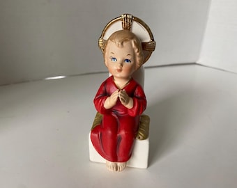 Vintage Holy Christ Child Jesus Porcelain Ceramic and Bisque Bud Vase
