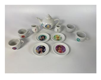 11 Piece set  Disney Fairies Pixie Porcelain Children's Tea Set with Tinker Bell and Friends