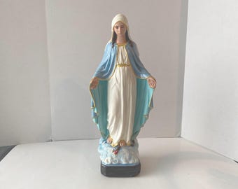 16 1/2" Tall  Our Lady of Grace Vintage  Chalkware Statue