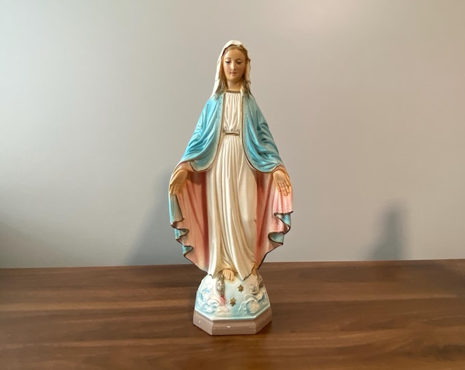 16 1/2" Tall  Our Lady of Grace Vintage  Chalkware Statue