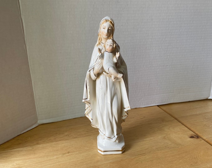 Madonna and Baby Jesus Porcelain ceramic statue