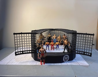 WWE Elimination Chamber Playset with 11 Wrestler Action Figurines - 9 WWE and 3 Lucha Libre
