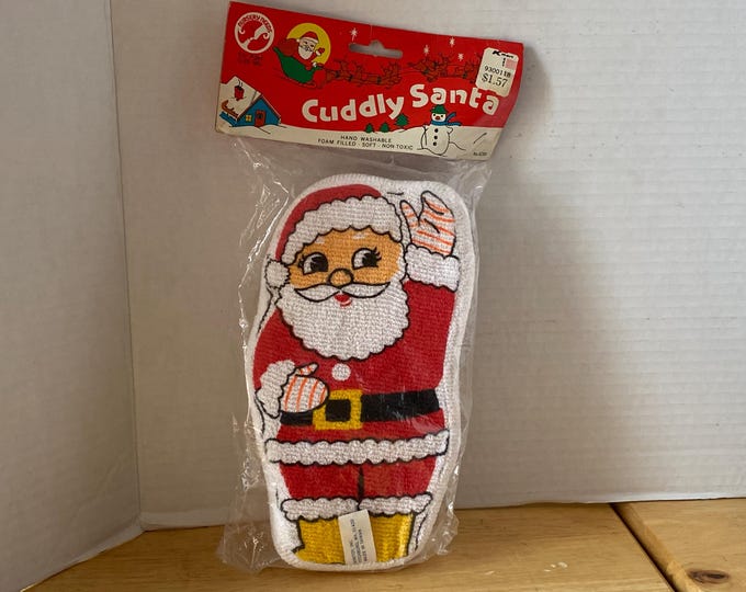Vintage Terry Cloth Santa Doll Bath Toy New in Package