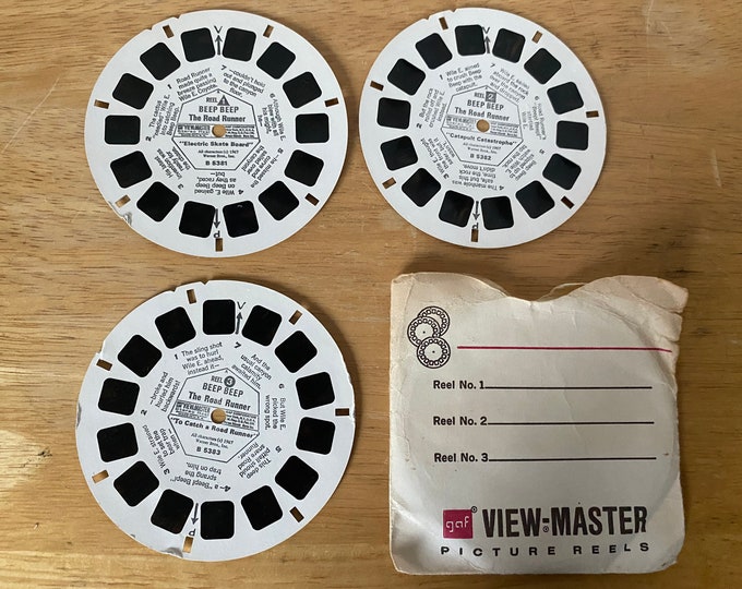 1967 The Road Runner Beep Beep Set of 3 View Master Reels B5381, 5382 and 5383 by Warner Brothers