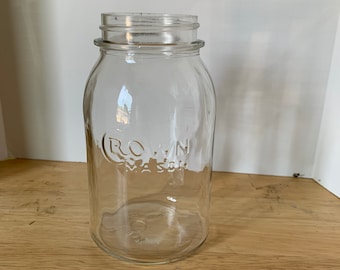 Vintage Crown clear quart size (32 ounces) jar