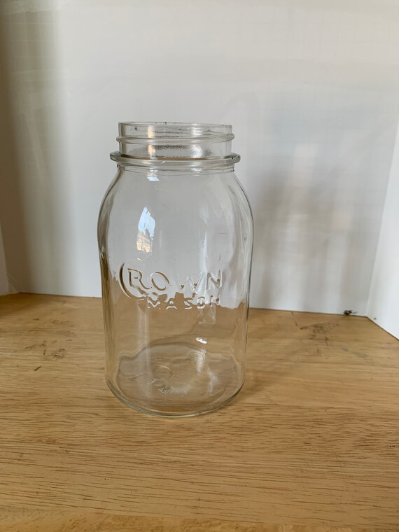 Vintage Crown Clear Quart Size Mason Jar - Etsy