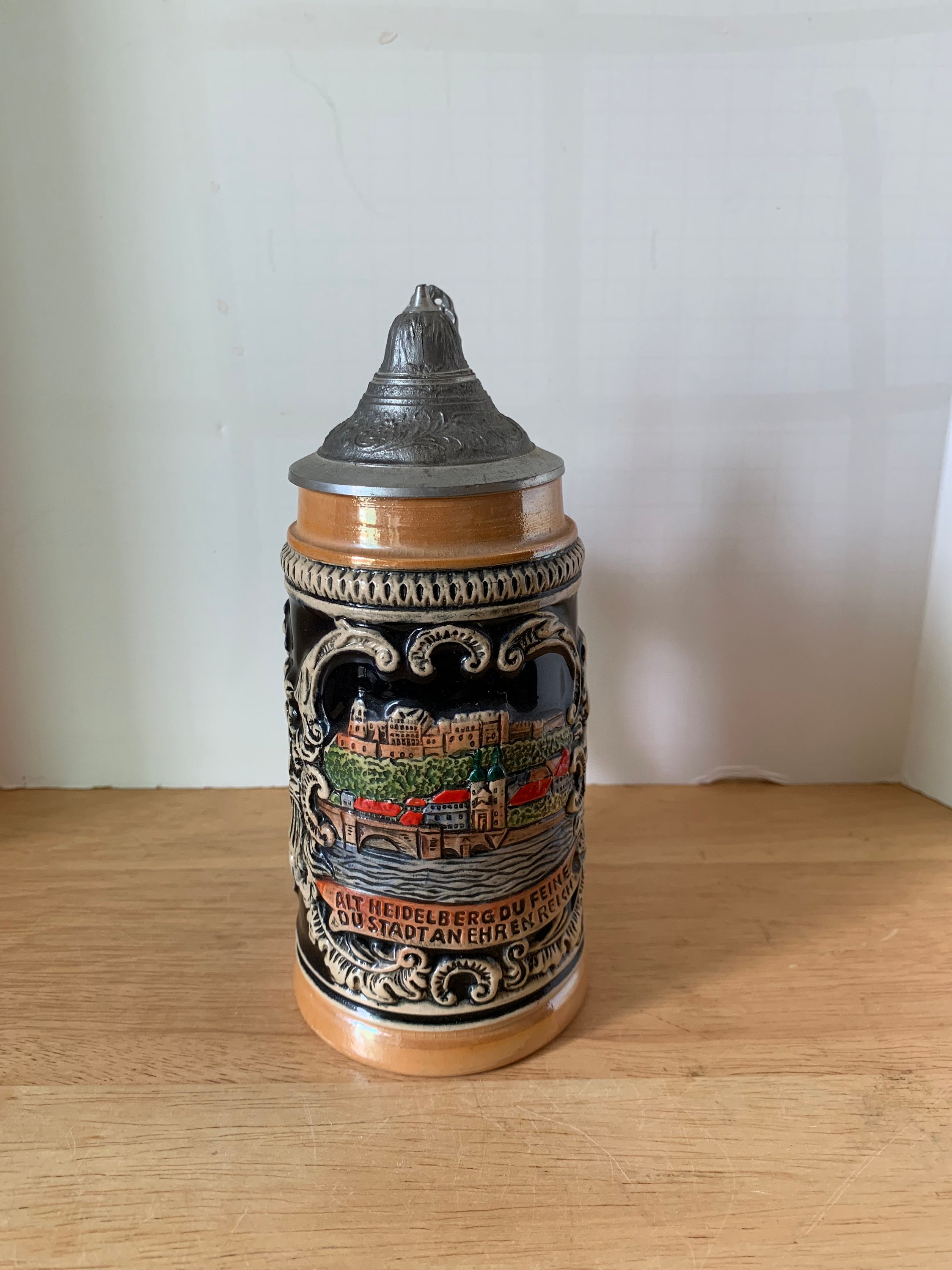 Vintage West Germany lidded beer stein