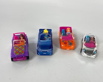 Set of 4 Vintage 2007 Mattel  Polly Pocket Cars with Polly Pocket Figurines