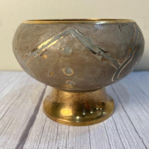 Vintage solid Brass pedestal bowl made in India
