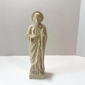 8&quot; St Jude Plastic Statue - Saint of Lost Causes with Face of Jesus Medallion