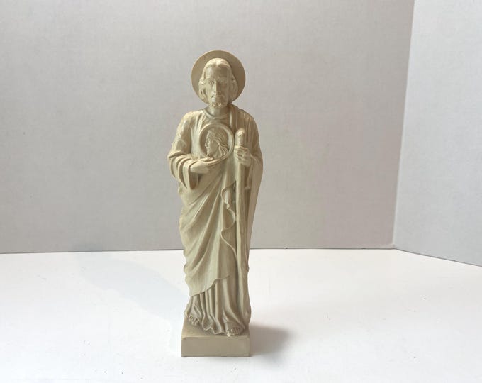8" St Jude Plastic Statue - Saint of Lost Causes with Face of Jesus Medallion