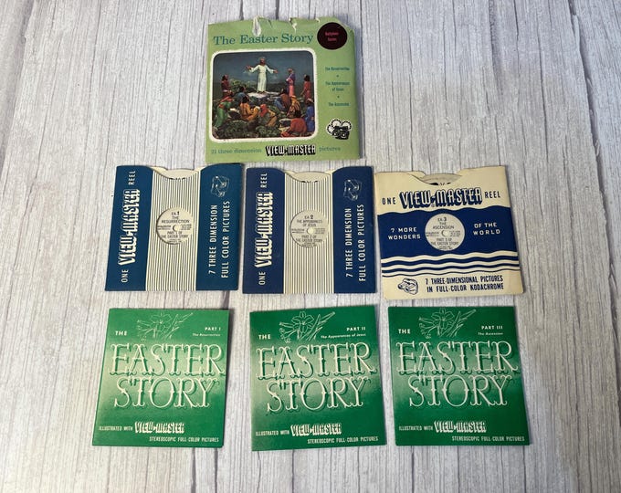 1950 Sawyer "The Easter Story" EA 1 - 3 3-reel set with original books and cover