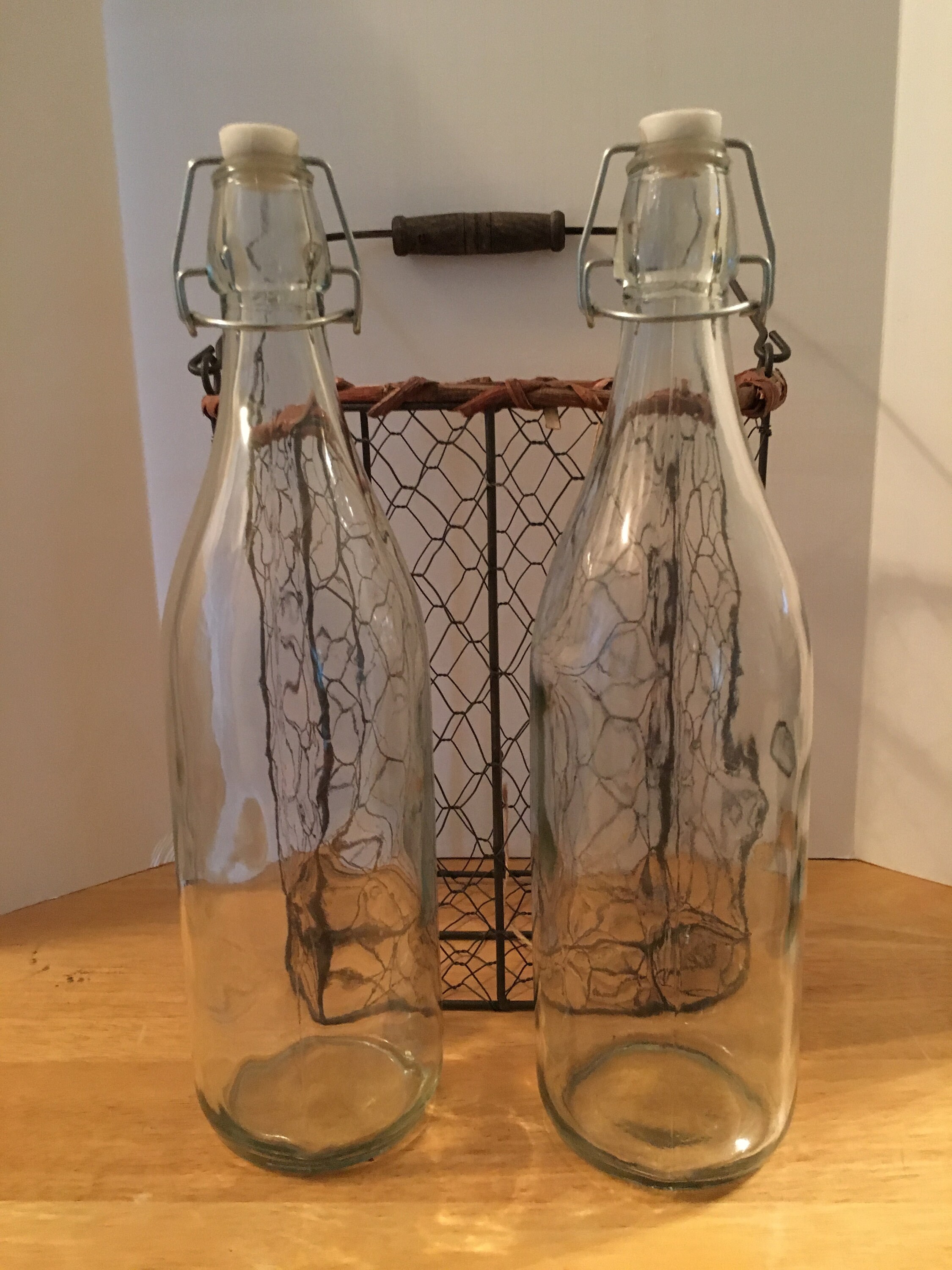 oil and vinegar bottles with holder