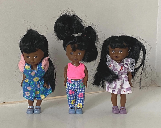 Set of 3  Barbie/Kelly Clone M&C African American Black 4" dolls