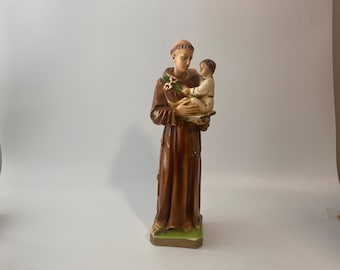 Vintage 13" Tall St. Anthony and Jesus chalkware statue
