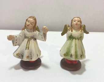 Set of 2 West Germany  Paper Mache Christmas Angel Figurines