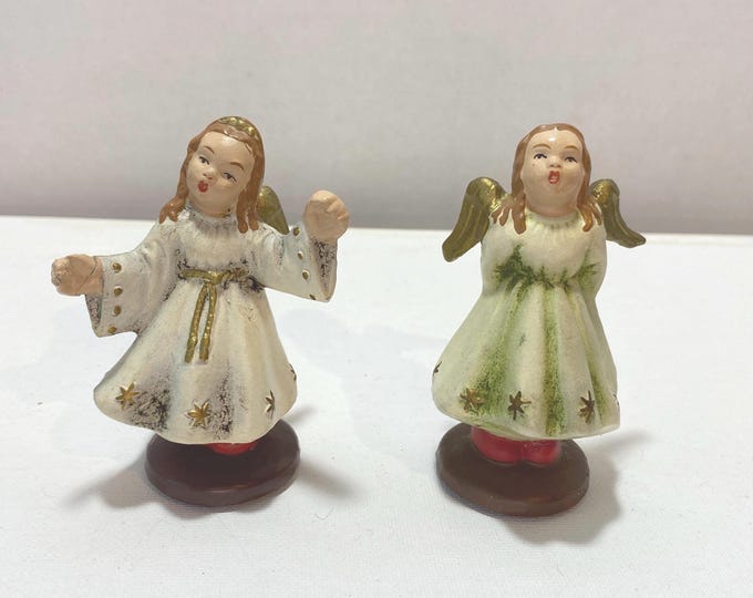 Set of 2 West Germany  Paper Mache Angel Figurines