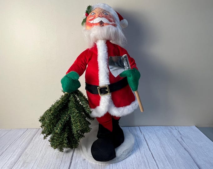 1967 - 1981 Annalee Christmas Santa Claus with axe and Christmas tree