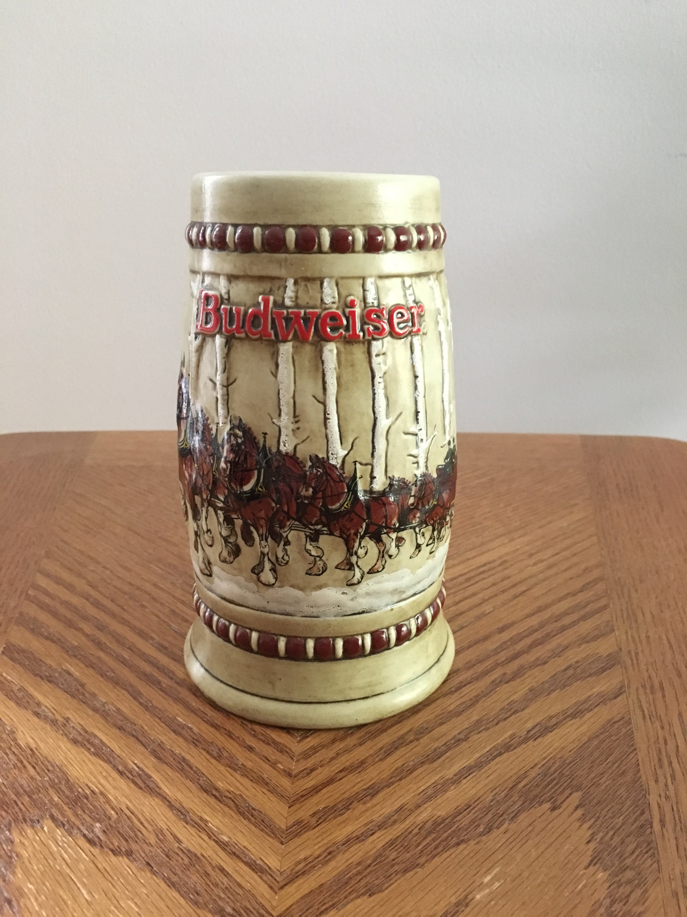 Vintage 1981 Budweiser (CS 50) Snow Covered Birch Tree beer stein