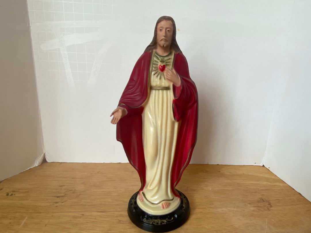 8 Tall Sacred Heart of Jesus Plastic Figurine From Hartland Plastics Etsy