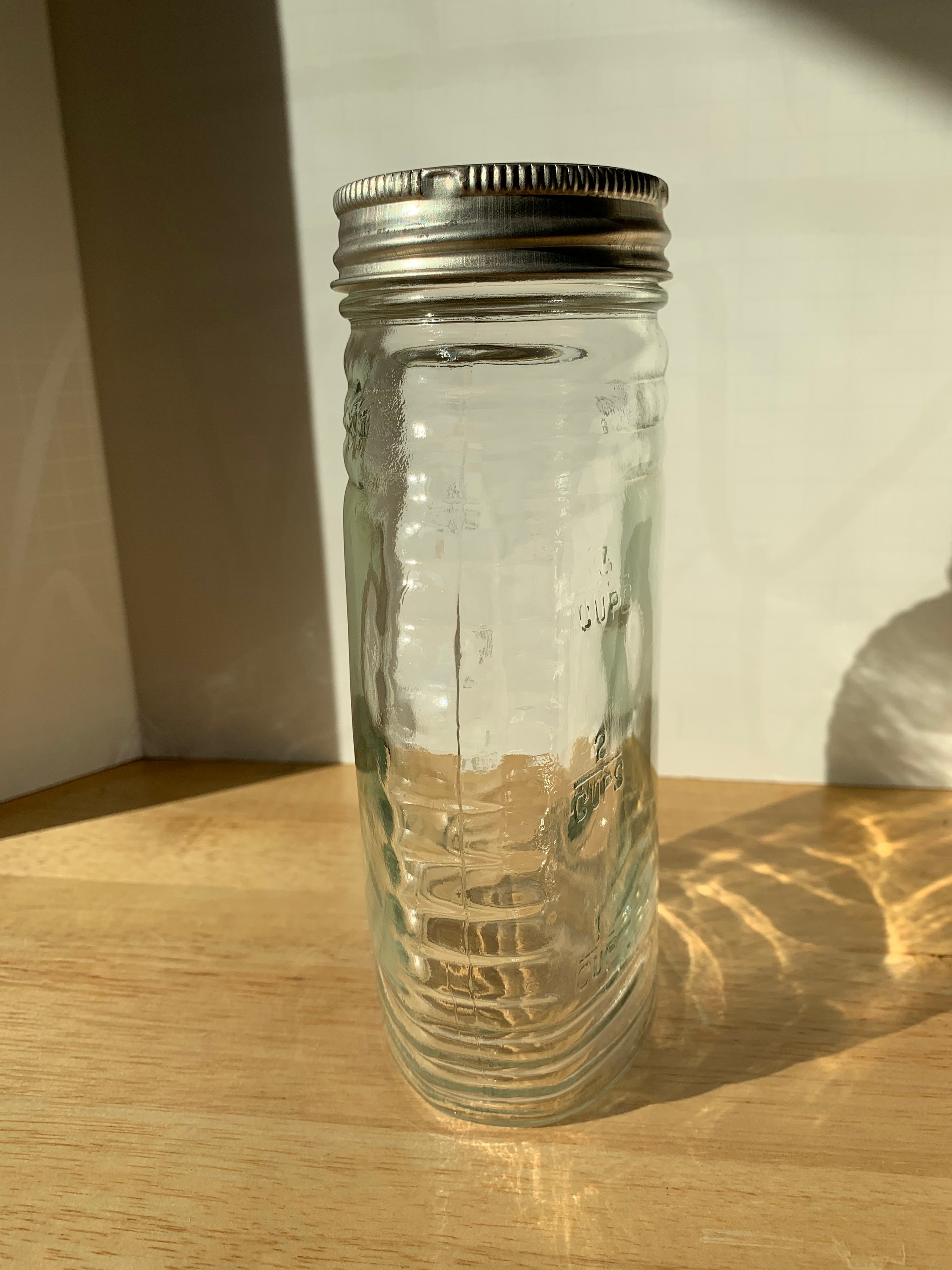 Vintage Presto/Atlas honey clear glass honey jar with measurement lines