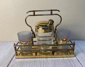 Brass and glass cocktail caddy