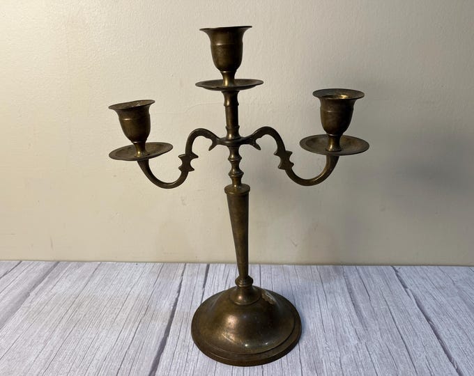 3 arm solid brass candelabra made in India