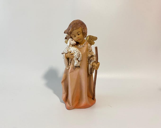 1988 Made in Italy, Fontanini Roman Inc Shepherd Angel Boy with Lamb statue signed by E. Simonetti