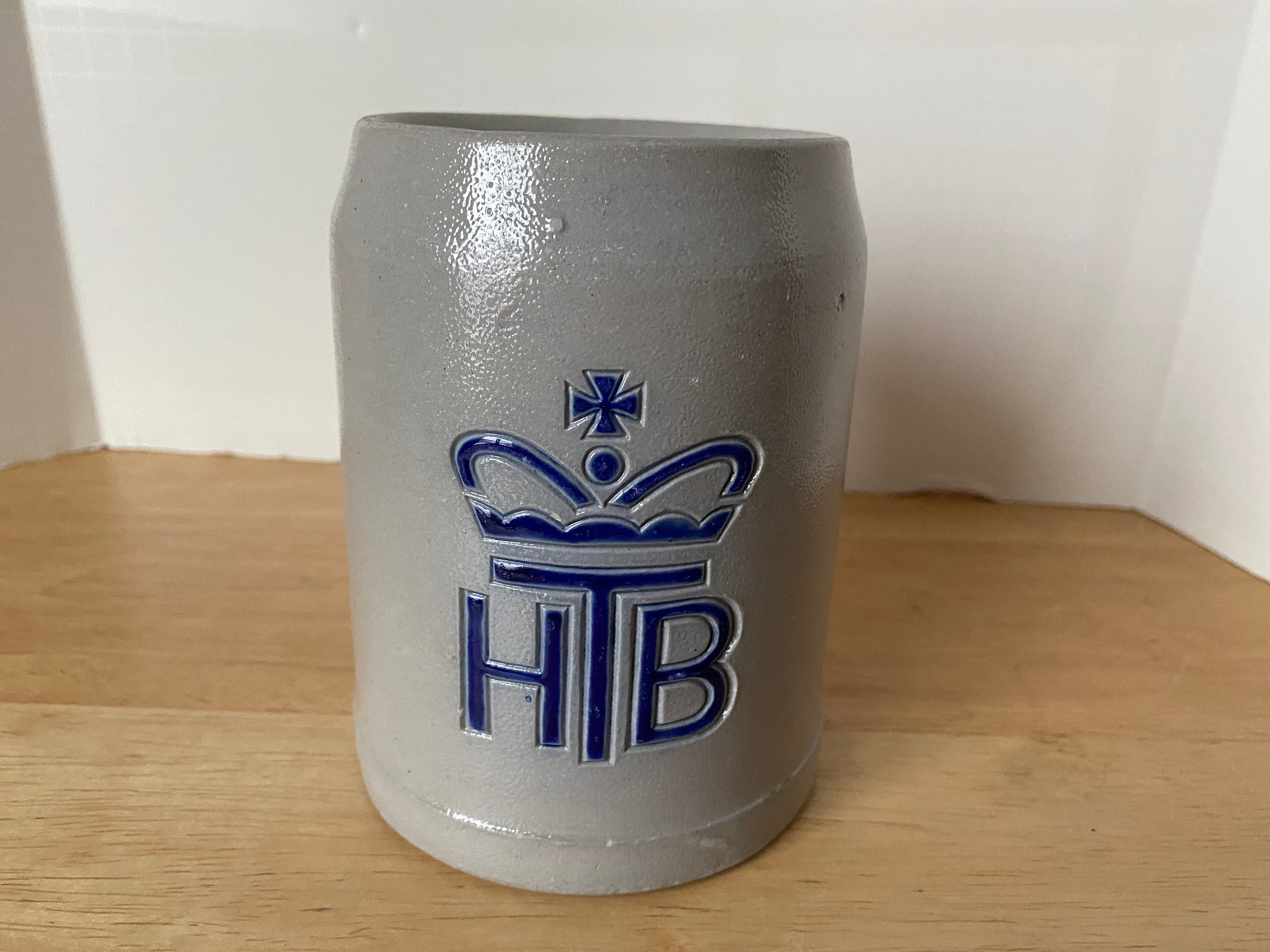 Vintage HB Beer Stein Germany Blue Logo Stoneware Half Liter Etsy