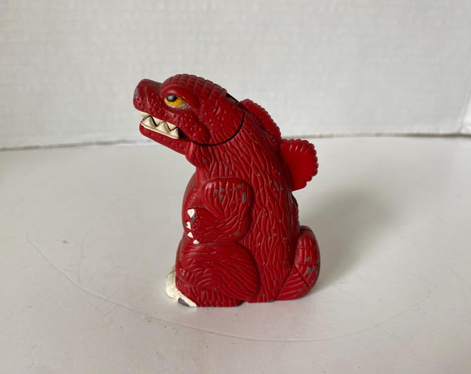 VERY RARE!  1950s Original  Tiger flat red color diecast Godzilla butane cigarette lighter, in used but in overall very good condition