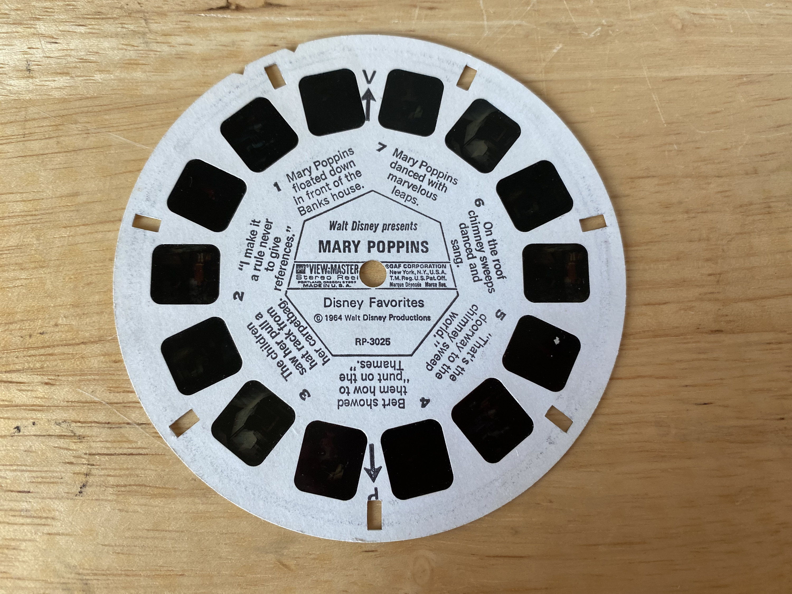 1964 Mary Poppins View Master Reel Walt Disney Productions 
