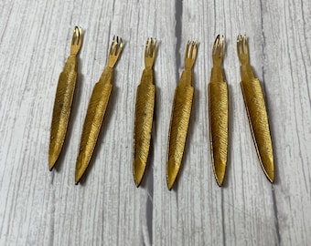 Set of 6 gold-plated Palm front design forks