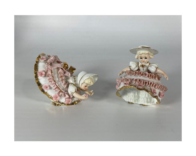 Choice of Vintage 1940s Lefton Figurines KW1412 Bloomer Girl Signed Geo. Z. Lefton